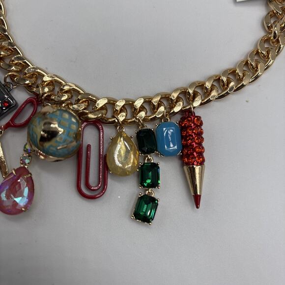 NWT Betsey Johnson Set School Supplies Statement Charm Necklace & Sharpener Ring - Picture 8 of 16